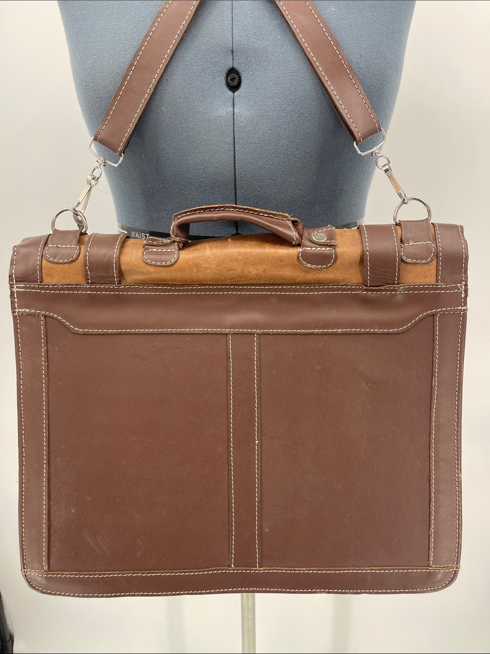 SIR ARTHUR Leather Messenger Briefcase - Brown VINTAGE - Picture 4 of 9